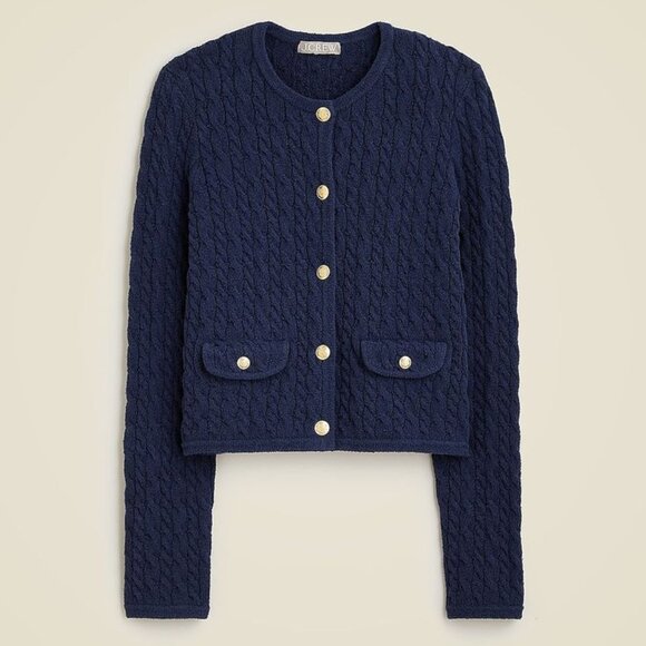 Nwt J Crew Odette cable-knit sweater lady blazer jacket in cotton-blend bouclé - Picture 6 of 6